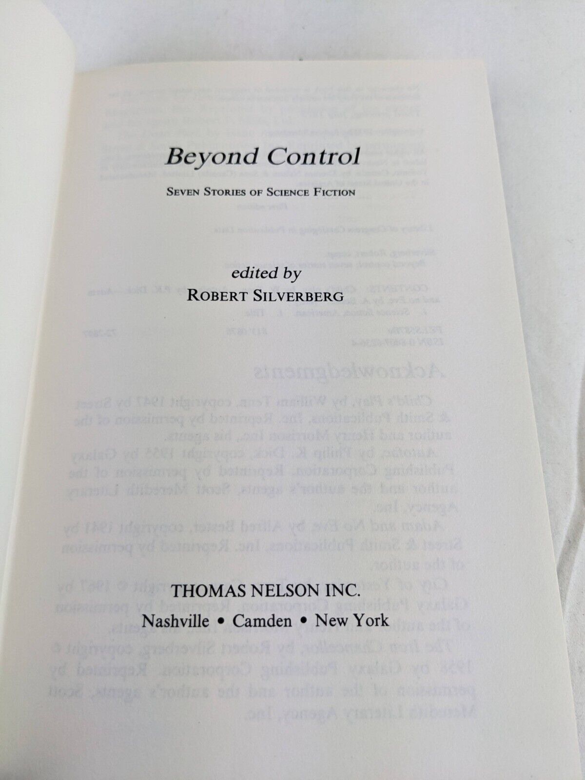 Beyond Control edited by Robert Silverberg First Ed. 1973 HC Asimov Bester