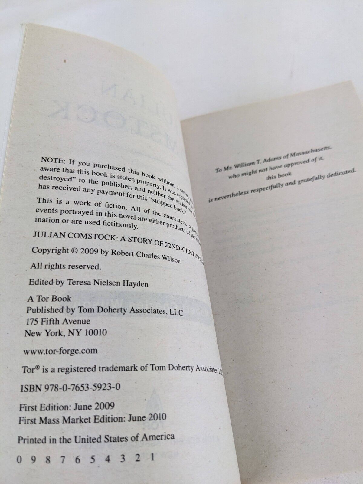 Julian Comstock: A story of 22nd Century America by Robert Charles Wilson 2010