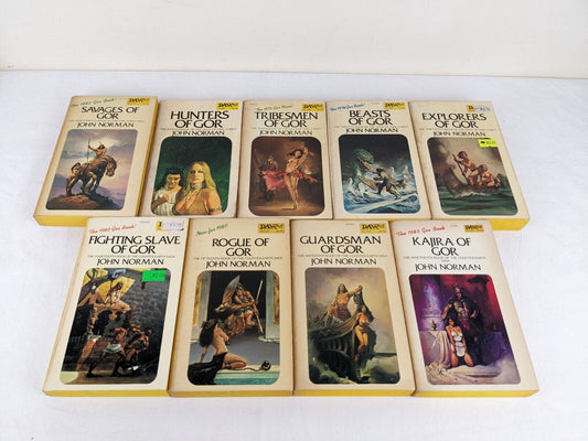 Gor series by John Norman x 9 Daw SF editions 1974