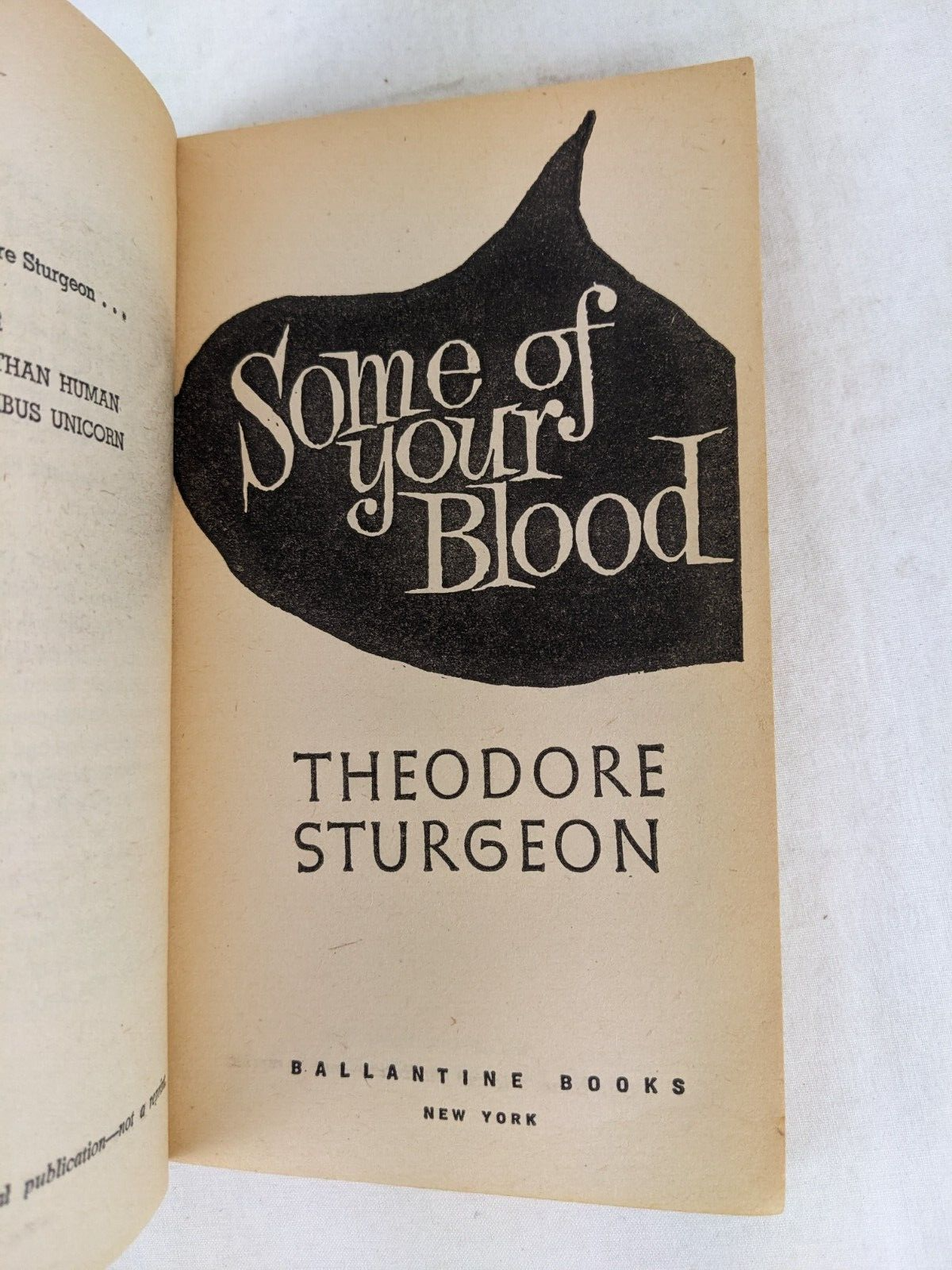 Some of your blood by Theodore Sturgeon 1961 Ballantine books