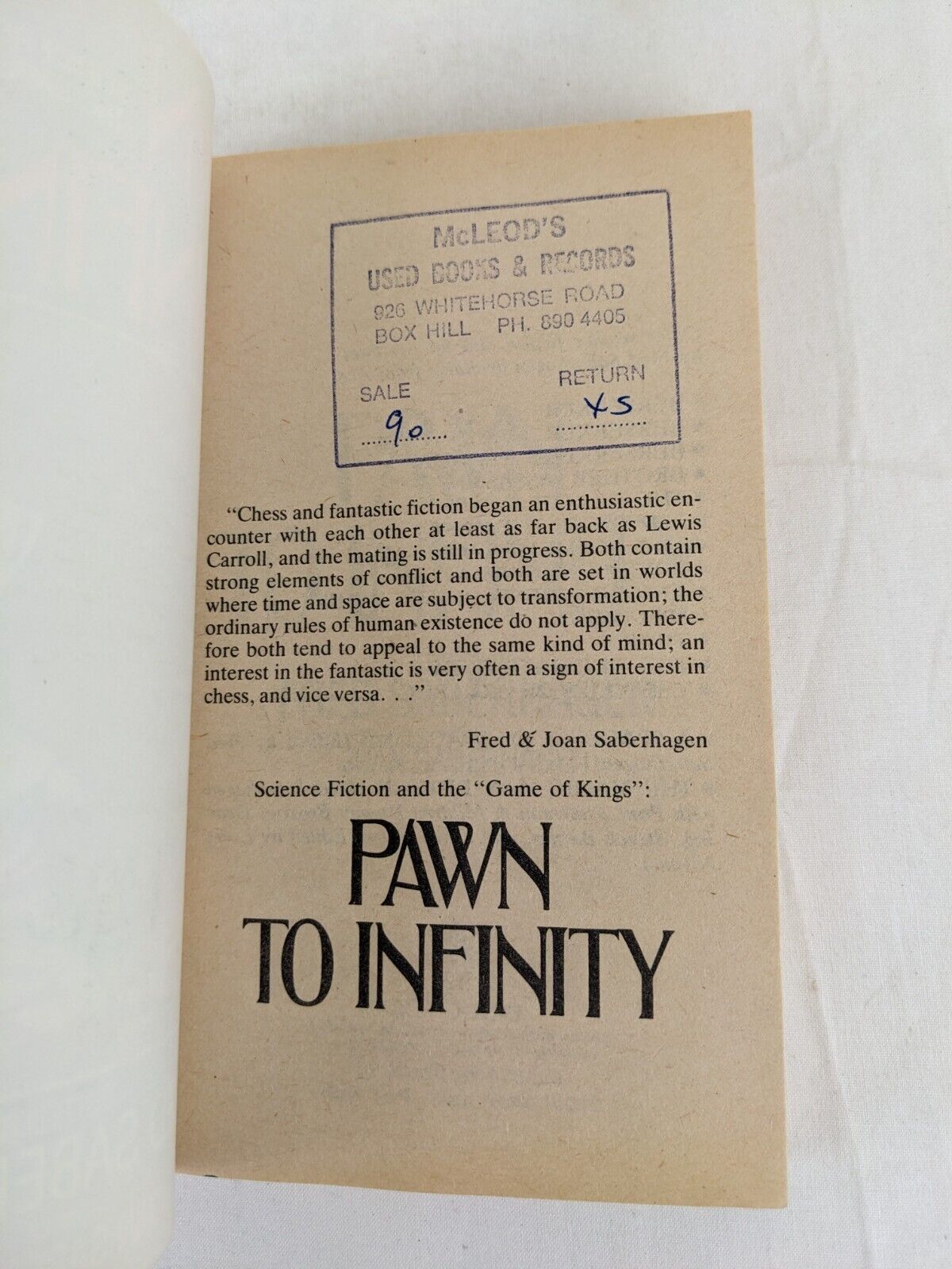 Pawn to infinity edited by Fred Saberhagen with Joan Saberhagen 1982 ace books