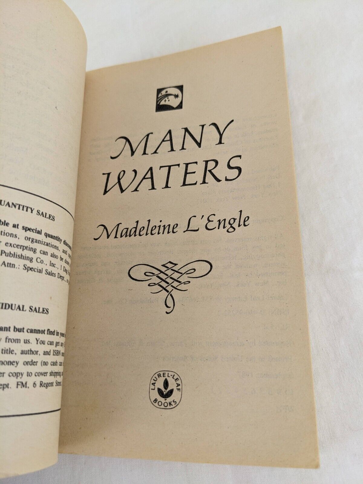 Many Waters by Madeleine L'Engle 1987 - Time series Laurel-leaf Fantasy