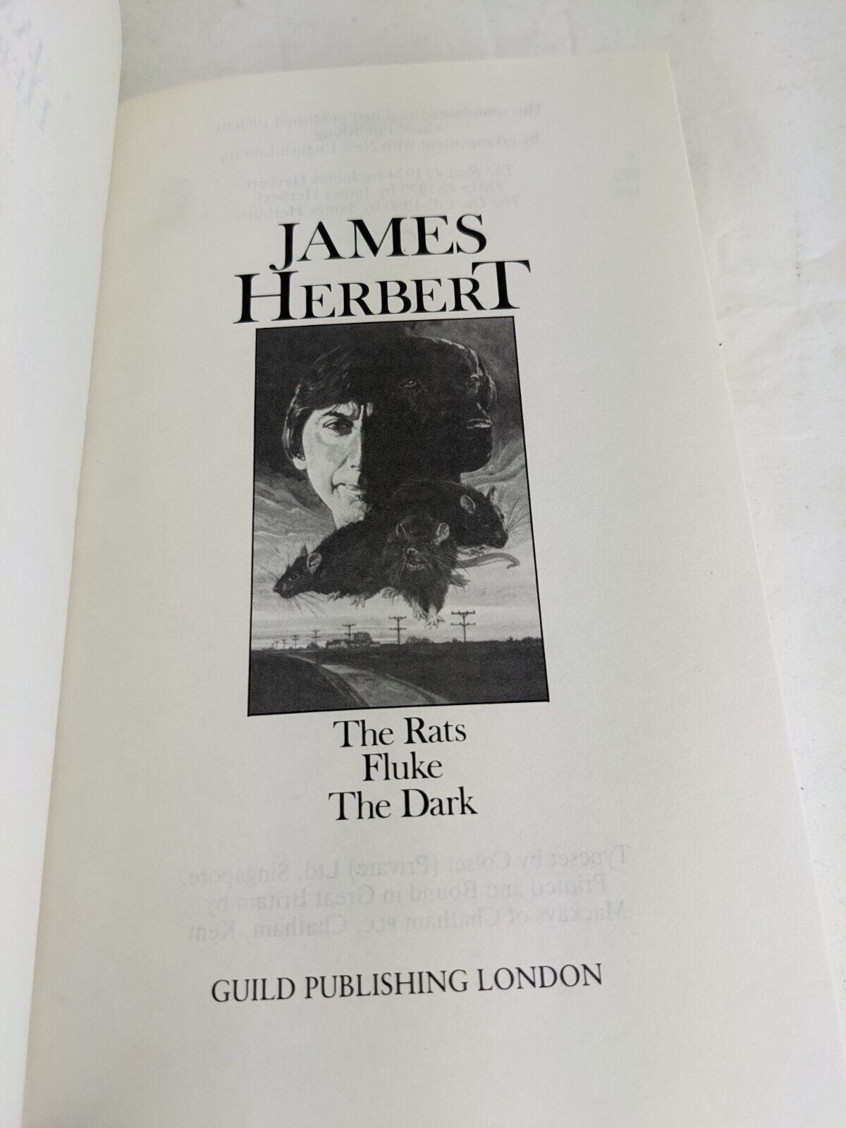 The Rats, The dark & Fluke by James Herbert Omnibus Hardcover 1988