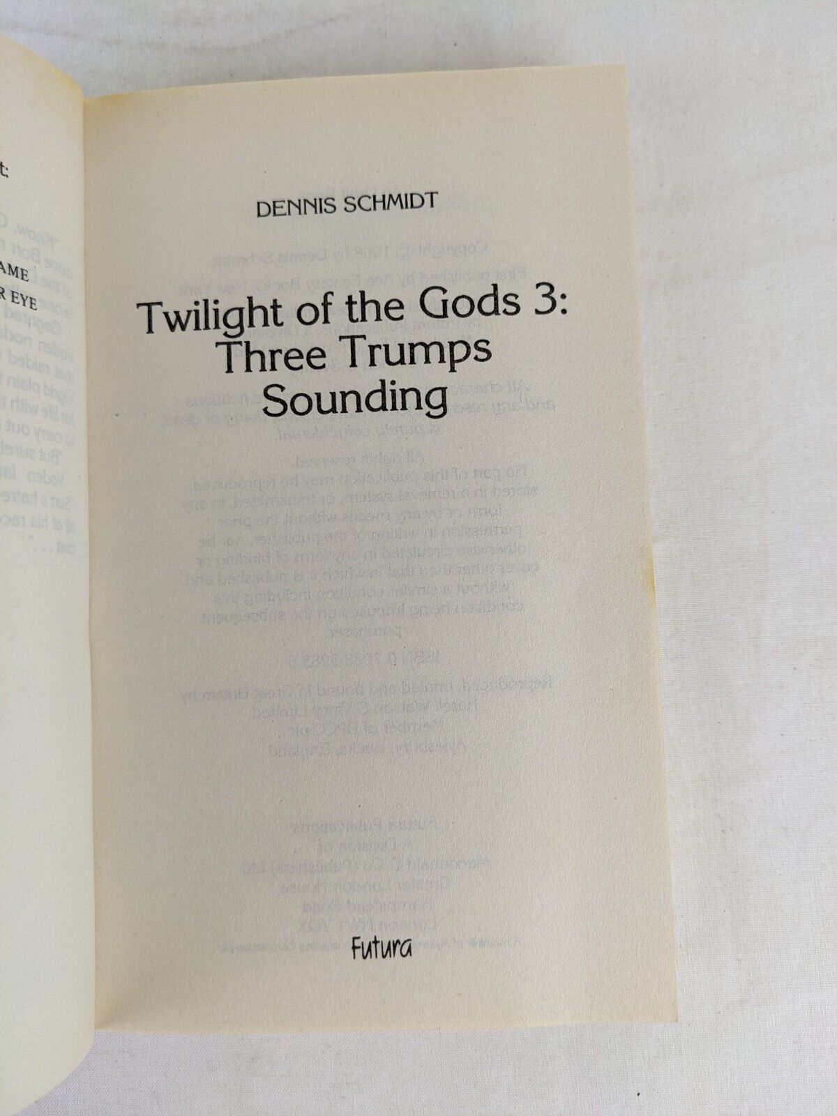 Three trumps sounding by Dennis Schmidt 1988 Twilight of the gods