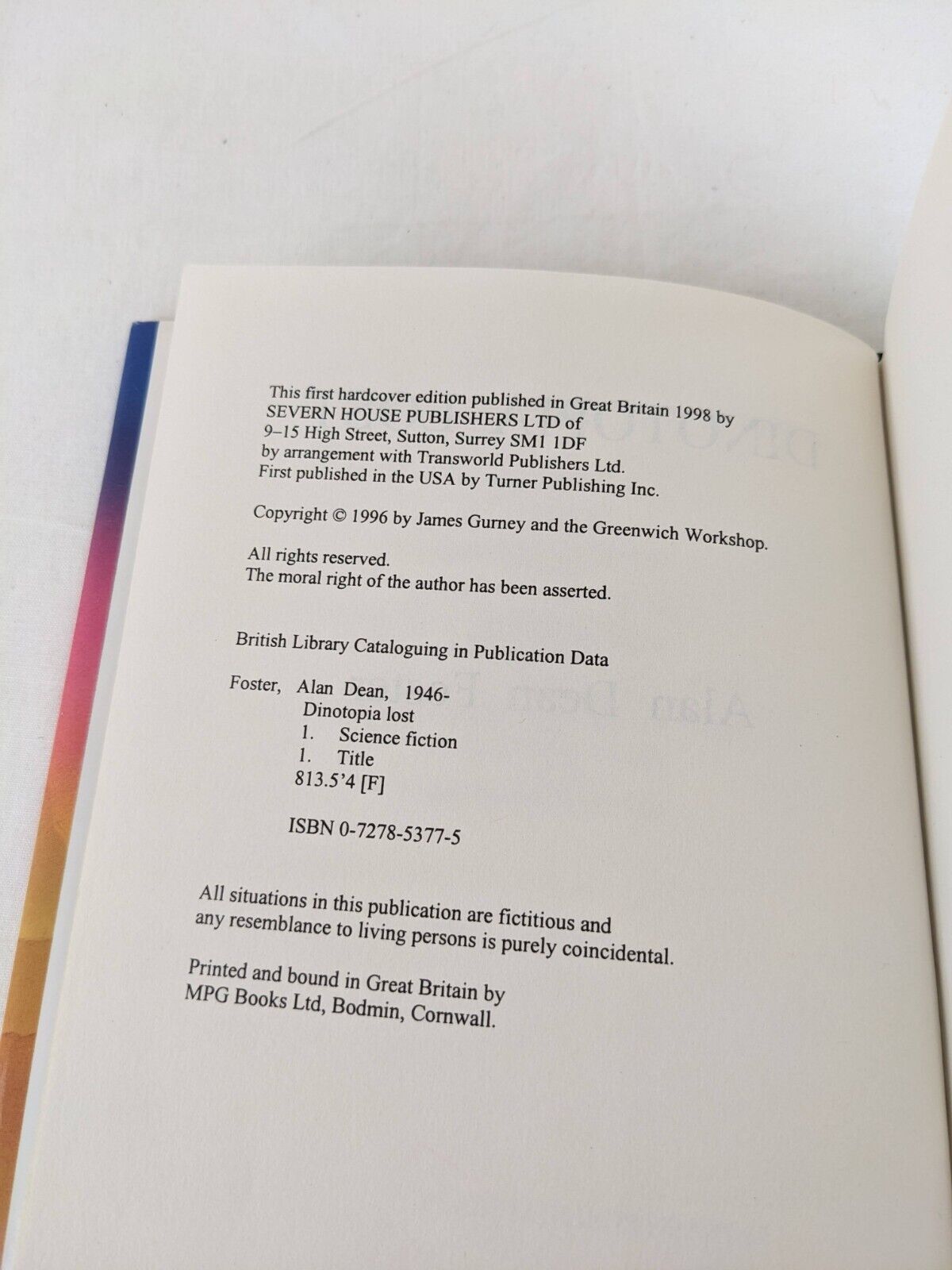 Dinotopia lost by Alan Dean Foster 1998 Hardcover Severn House Rare