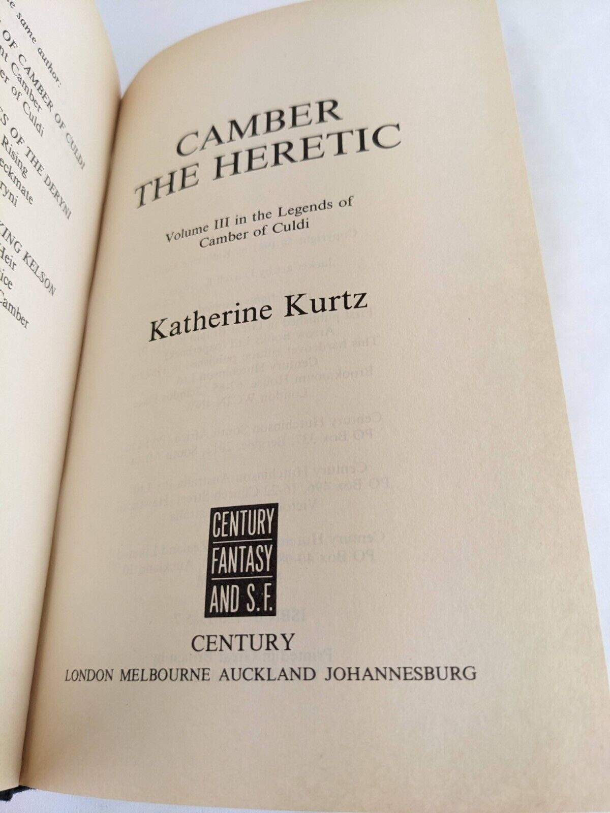 Camber the heretic by Katherine Kurtz 1981 Hardcover Century Publishing