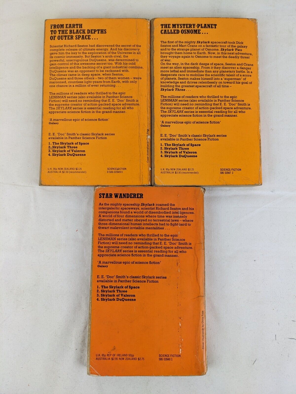 Skylark series by E.E. Doc Smith - space, three & Valeron 1980