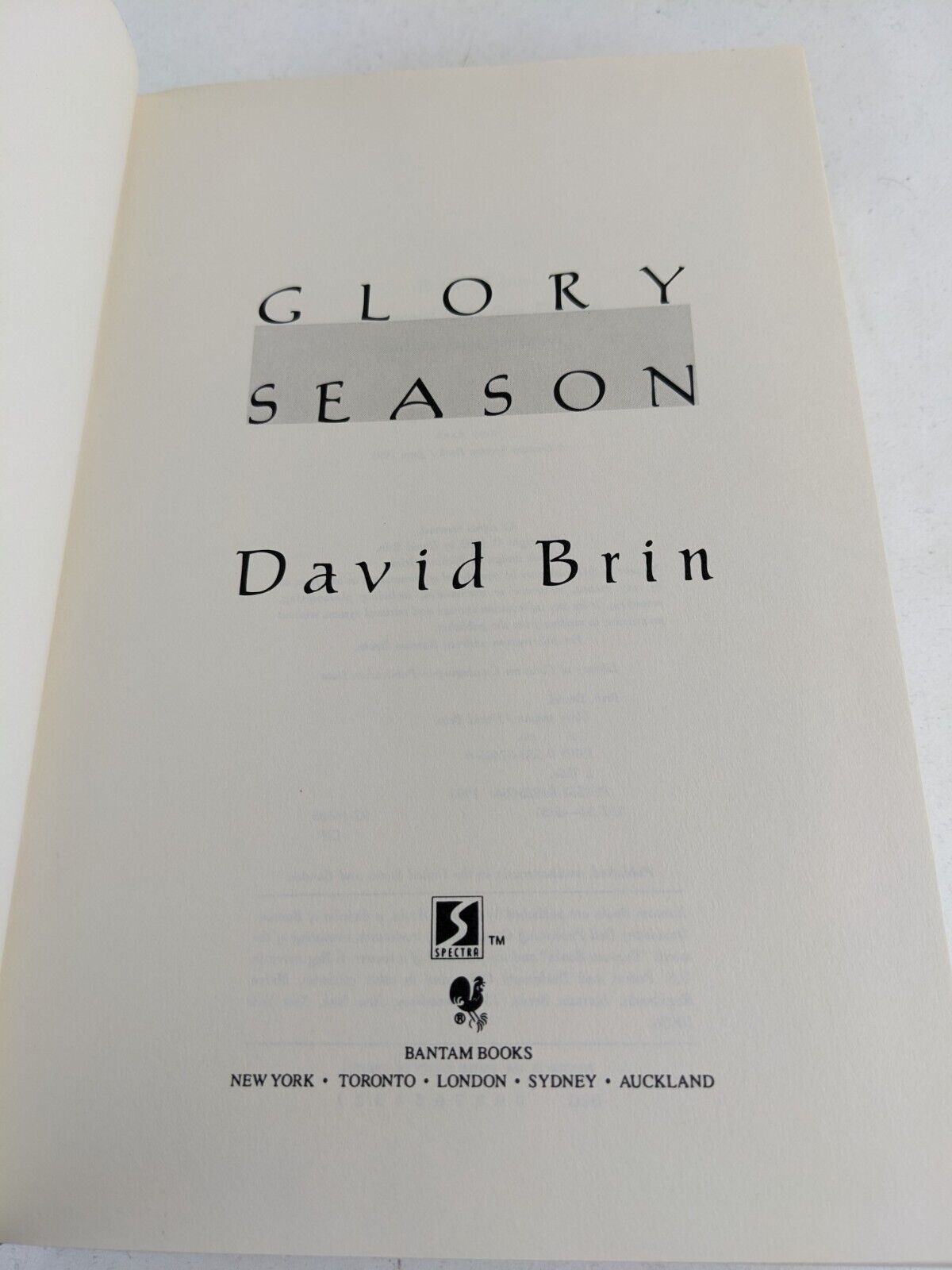 Glory Season by David Brin Hardcover 1993