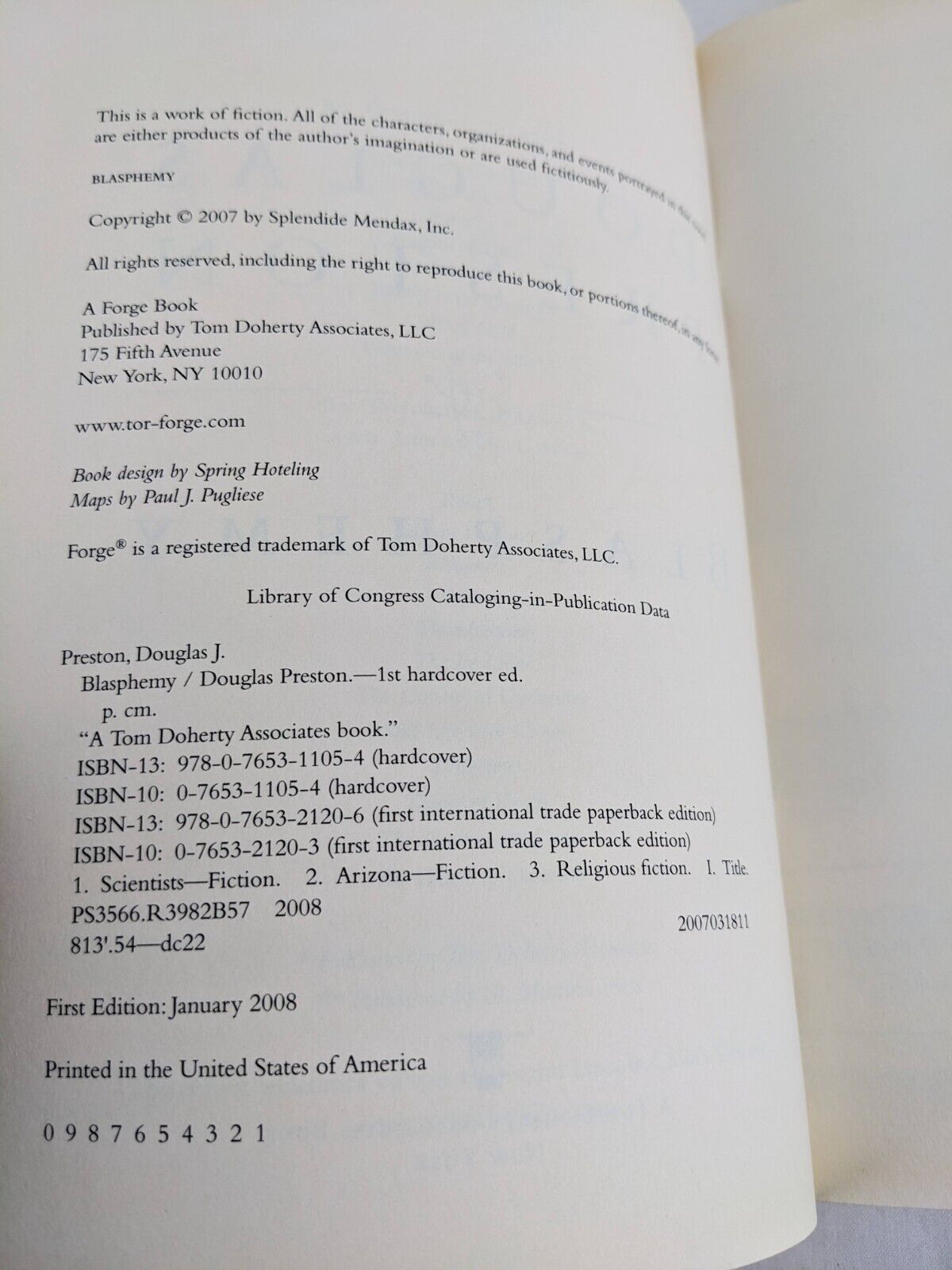 Blasphemy by Douglas Preston 2008 Wyman Ford