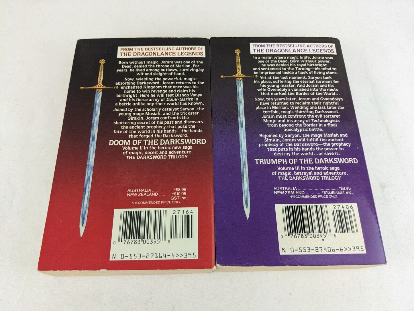 The Darksword books 2 & 3 by Margaret Weis & Tracy Hickman 1988