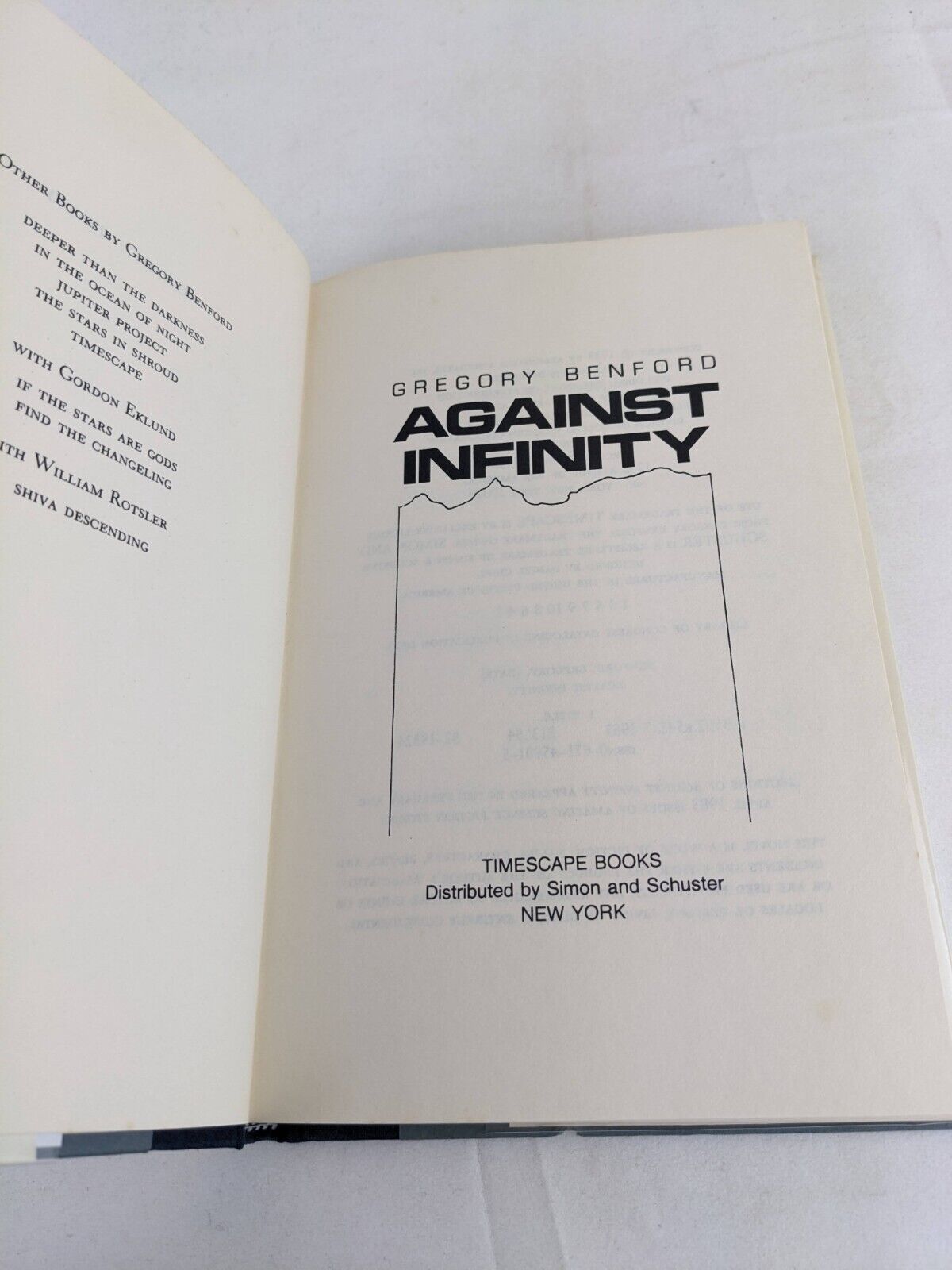 Against Infinity by Gregory Benford 1983 UK First Edition Hardcover