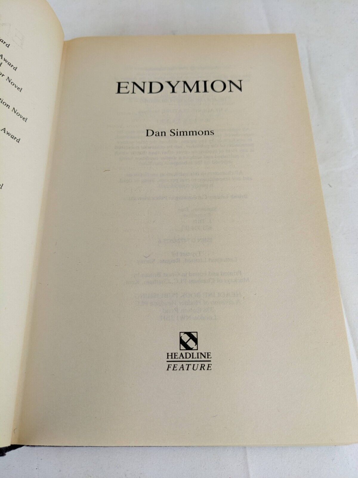 Endymion by Dan Simmons Hardcover 1996 Headline UK First Edition