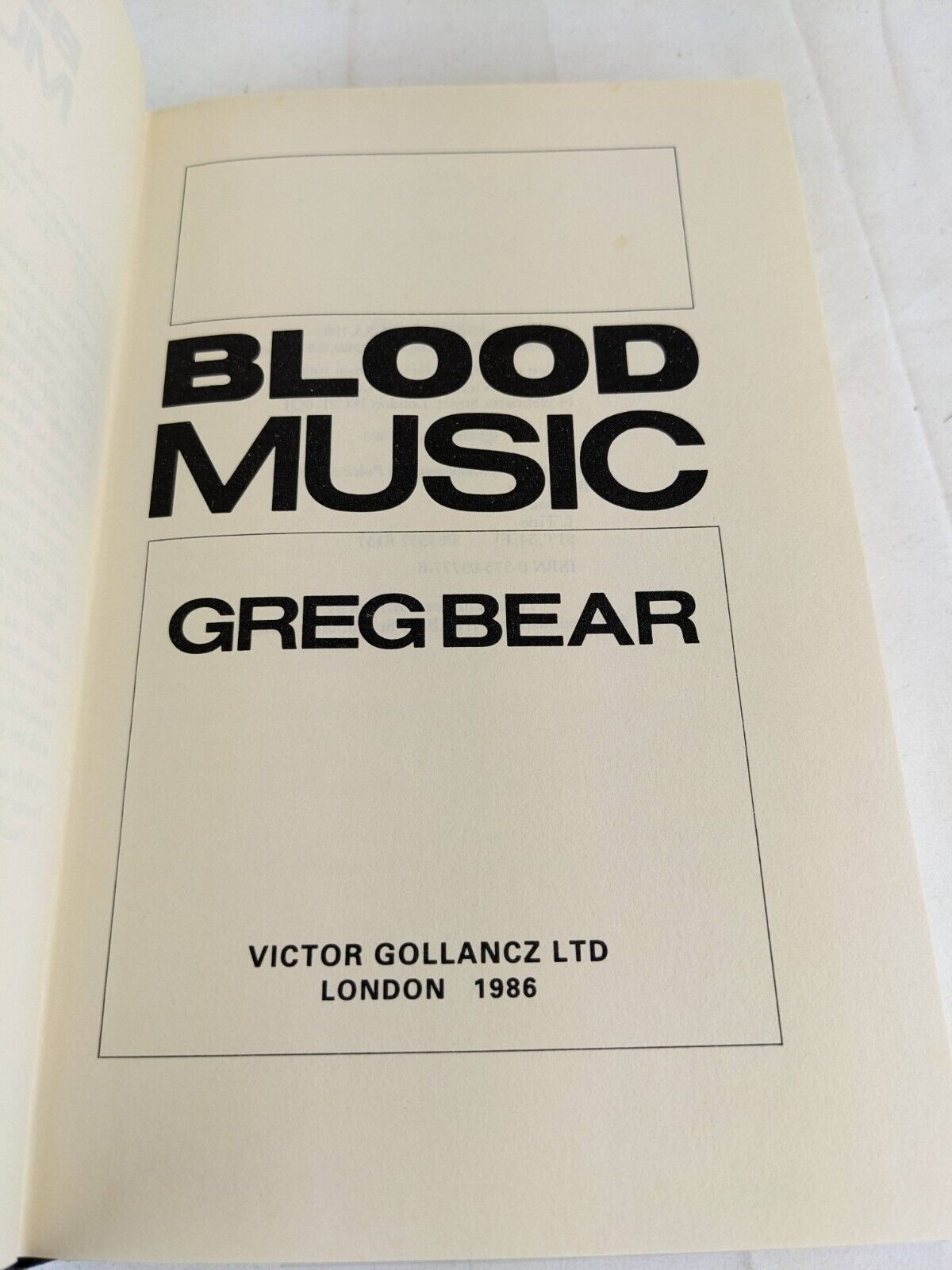 Blood Music by Greg Bear 1986 Hardcover Gollancz SF