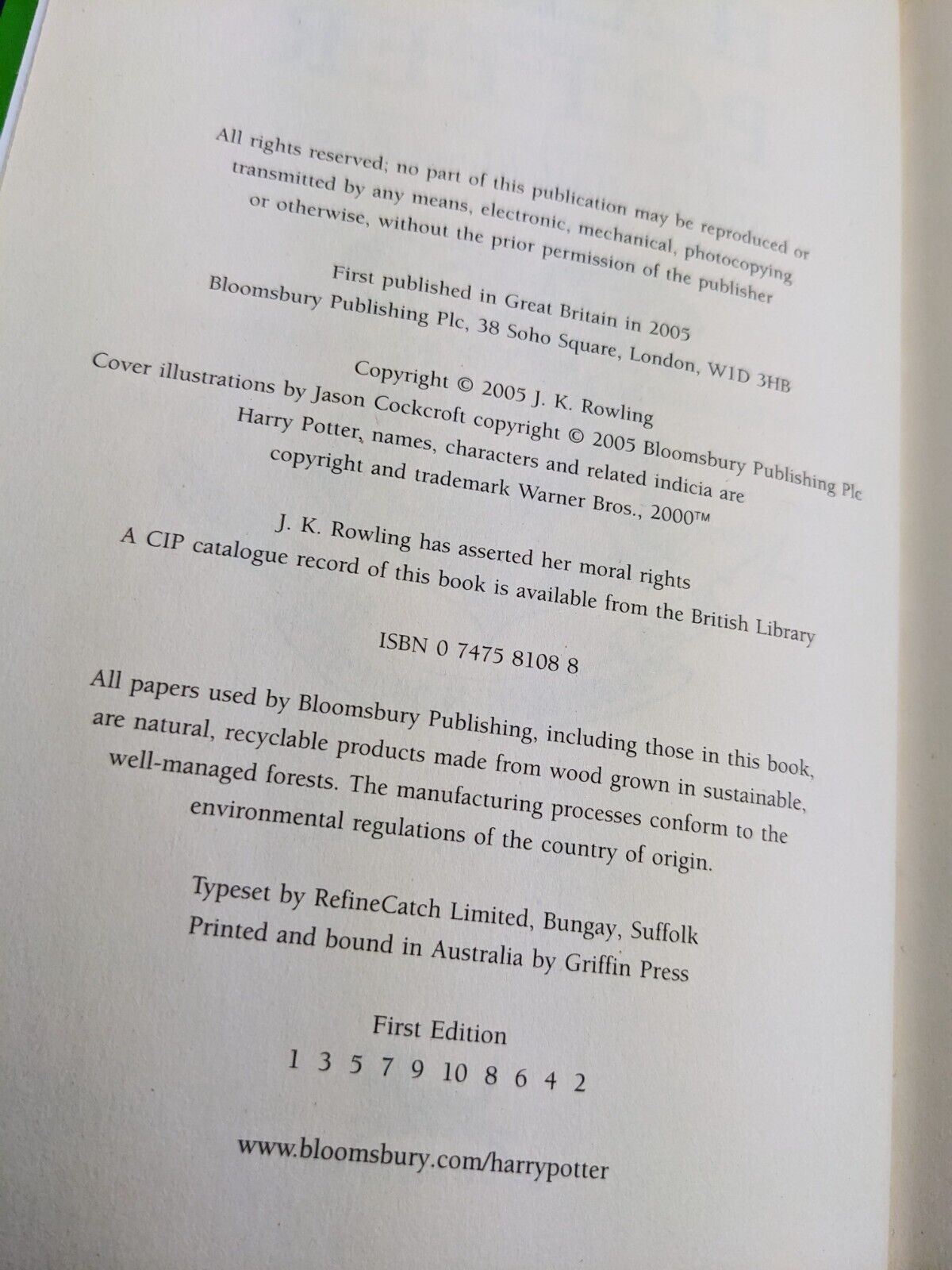 Harry Potter half-blood prince by J.K. Rowling Hardcover First Edition 2005