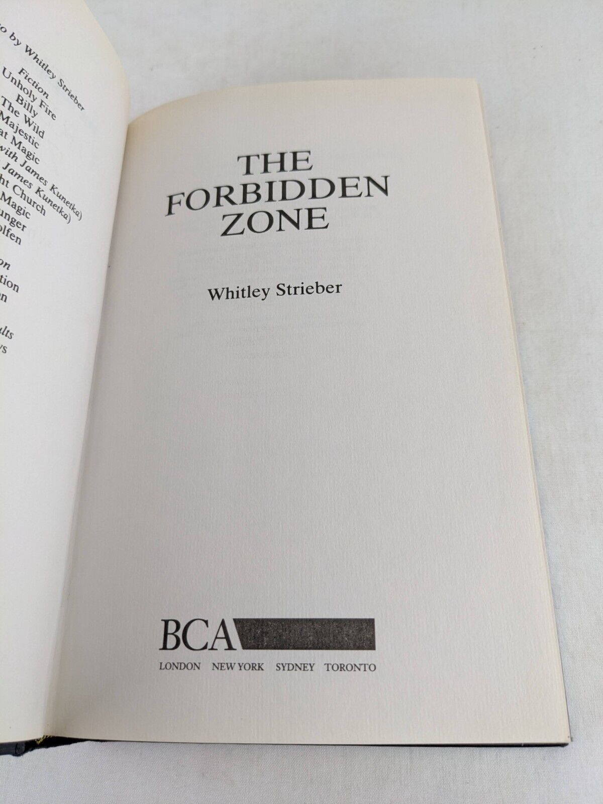 The forbidden zone by Whitley Strieber 1994 Hardcover