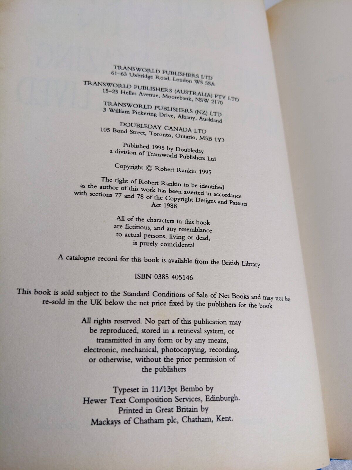 The most amazing man who ever lived by Robert Rankin 1995 Hardcover