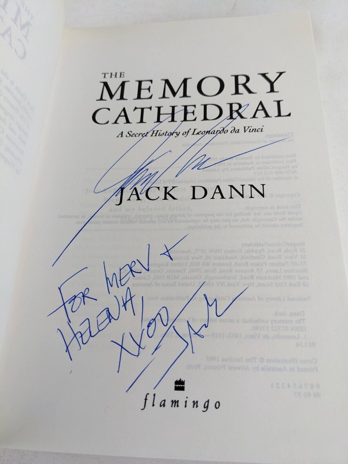 The Memory Cathedral: A Secret History of Da Vinci by Jack Dann 1997 Signed copy