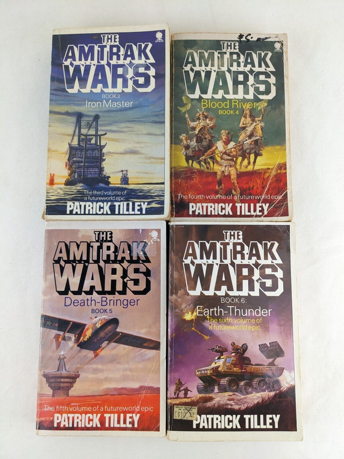 Amtrak wars books 3-6 by Patrick Tilley 1987 Master, River, Bringer, Earth-thund