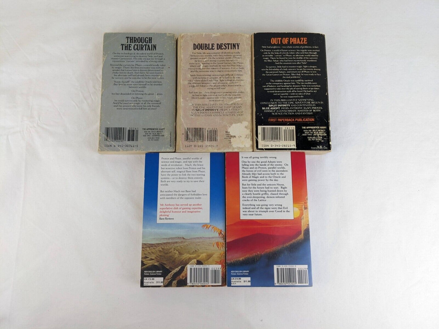 Apprentice Adept x 5 by Piers Anthony 1983 Split, Blue, Juxtaposition etc