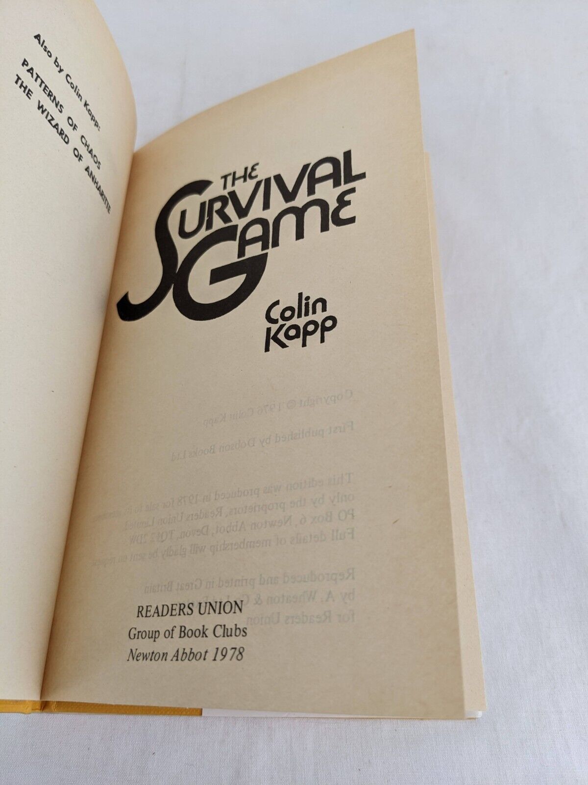 The survival game by Colin Kapp 1978 Hardcover