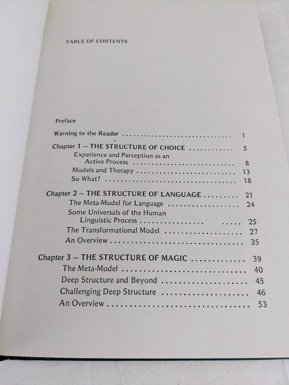 Structure of Magic I: Book about Language and Therapy Richard Bandler 1975 HC