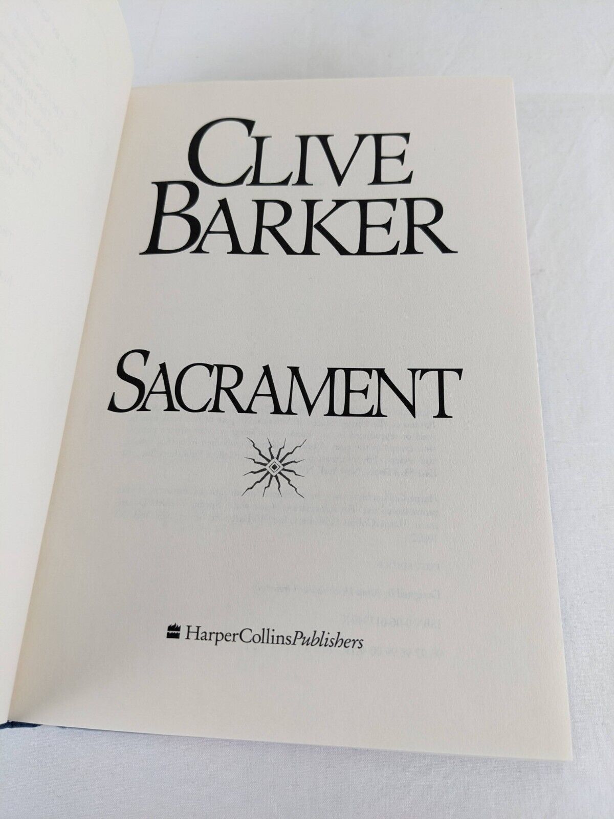 Sacrament by Clive Barker 1996 US First Edition Hardcover