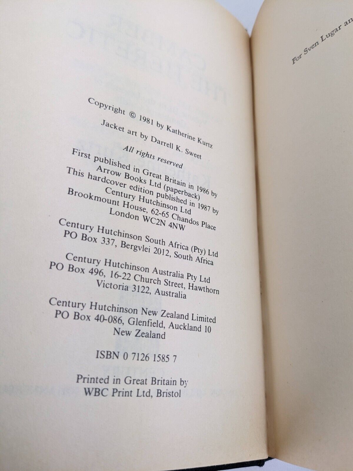 Camber the heretic by Katherine Kurtz 1981 Hardcover Century Publishing