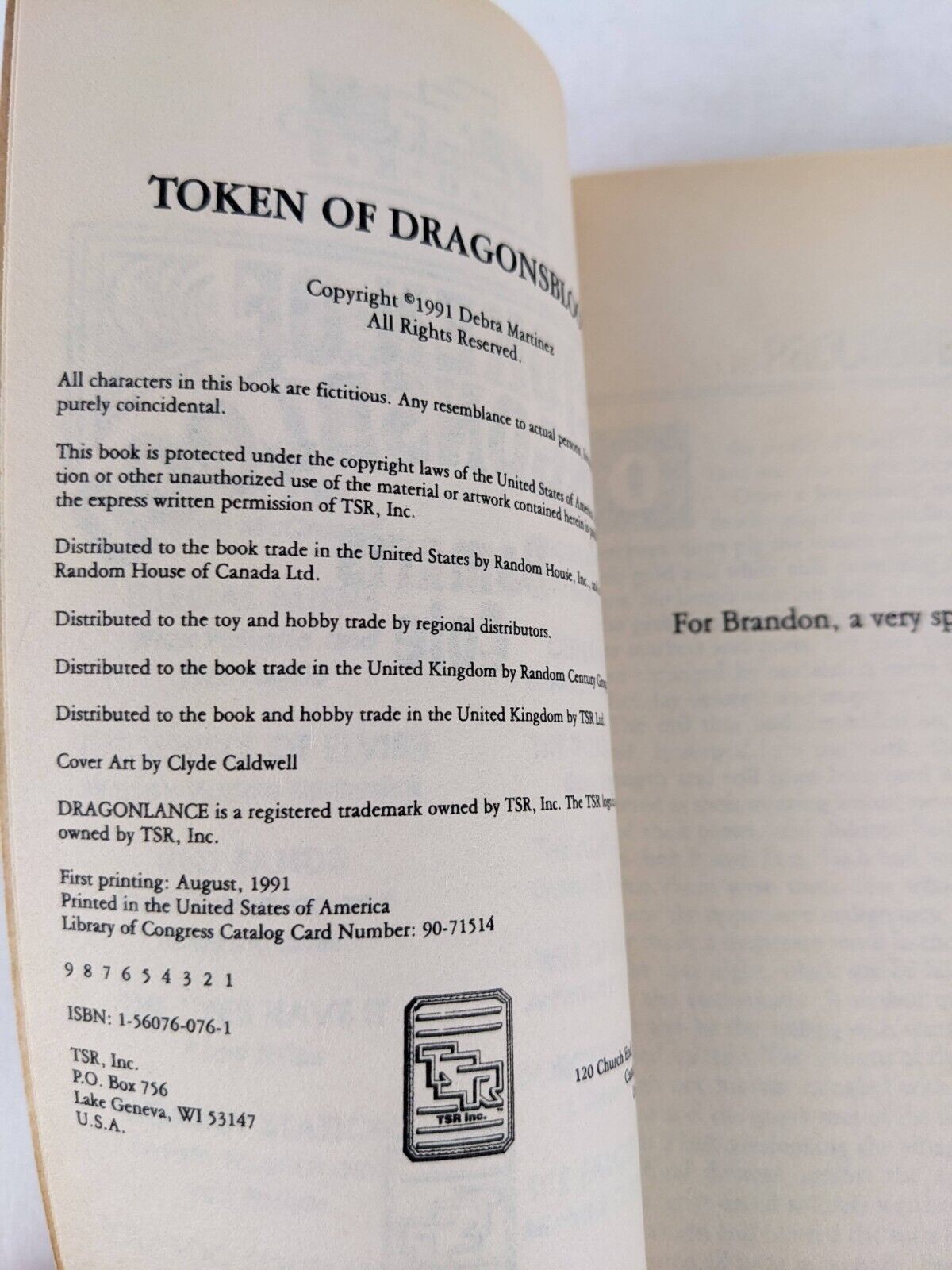 Token of dragonsblood by Damaris Cole 1991 TSR