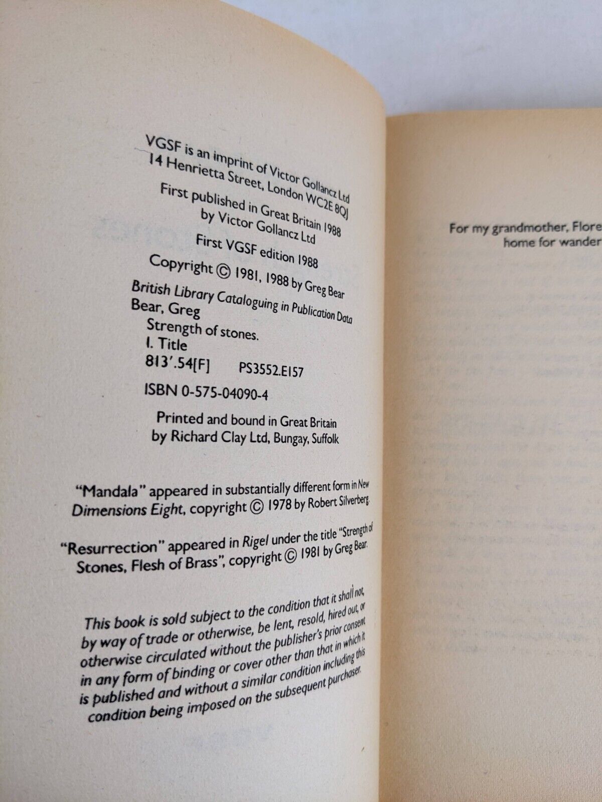 Strength of stones by Greg Bear 1988