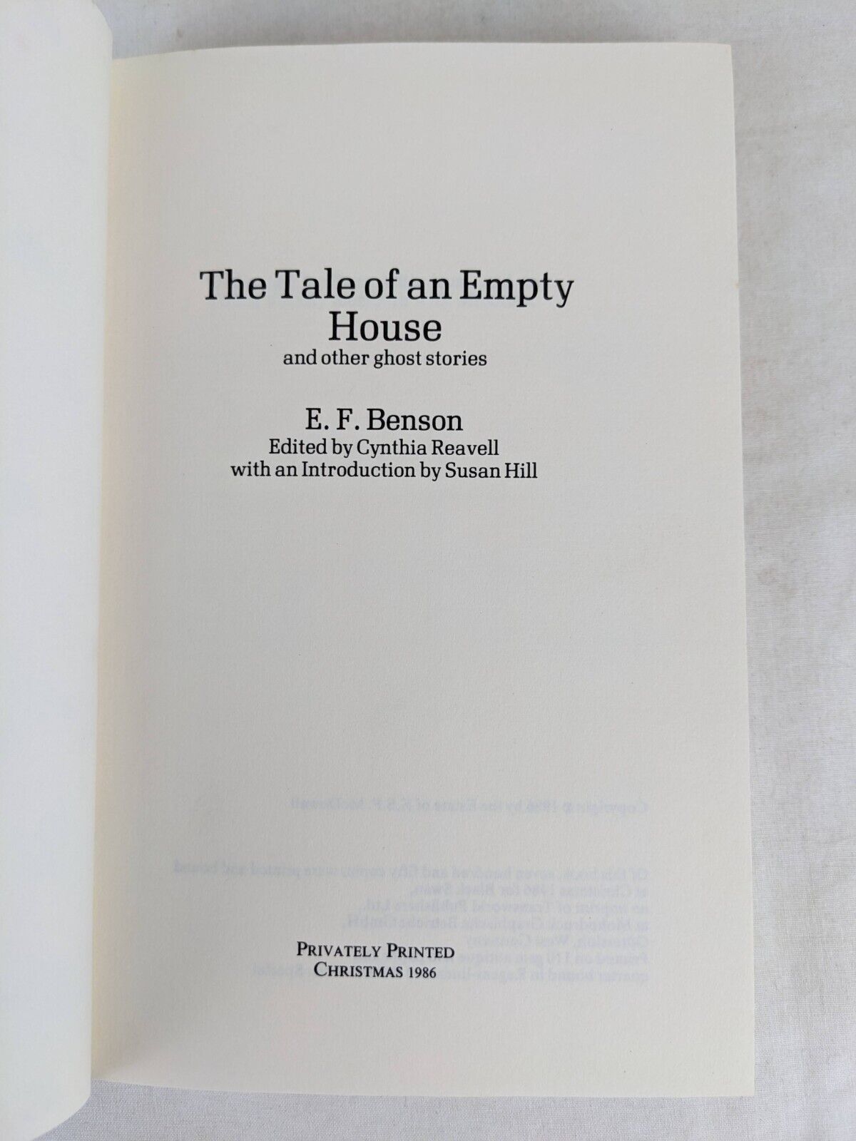 Tale of an empty house and other ghost stories by E.F. Benson 1986 Rare Limited