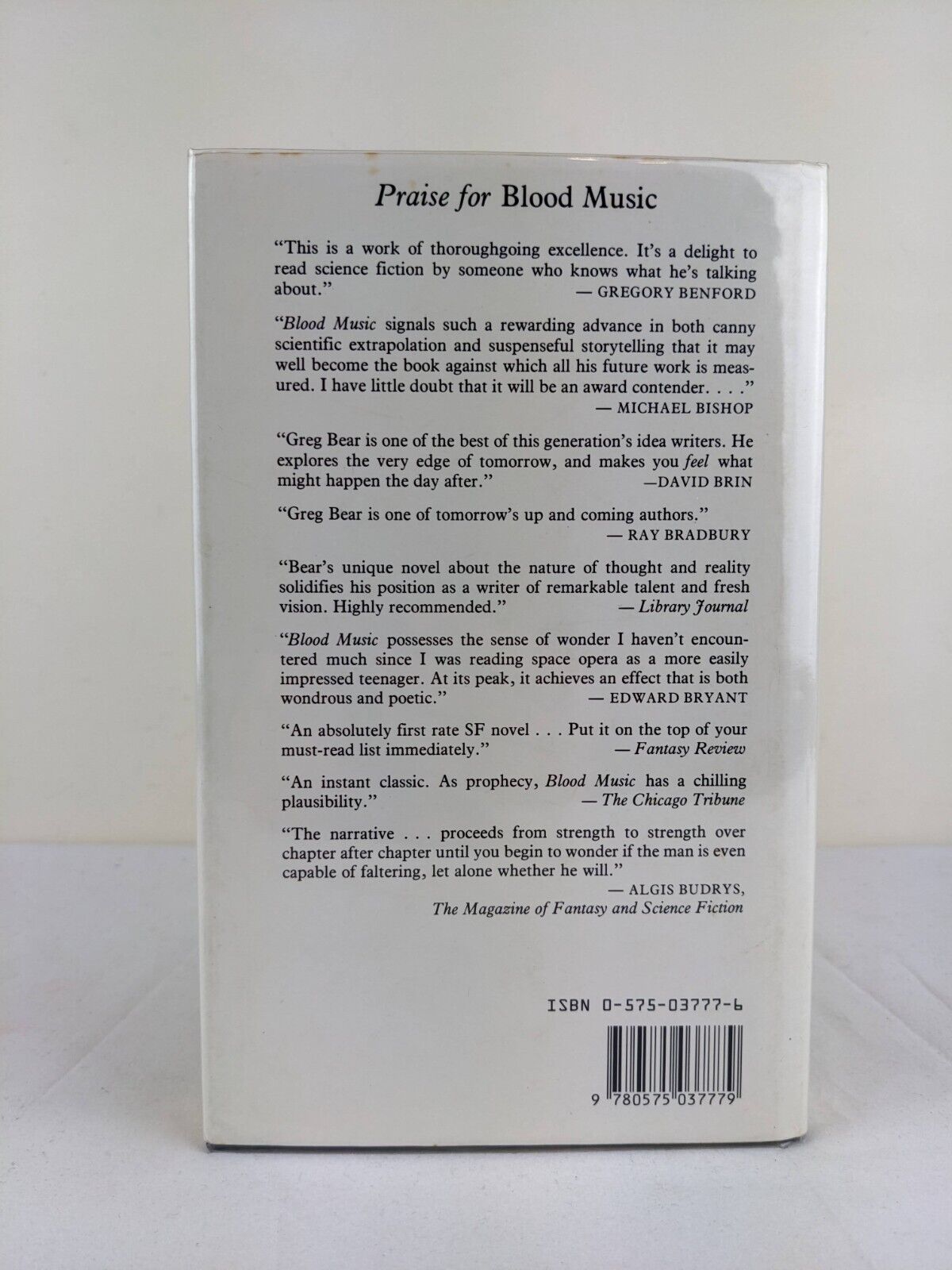 Blood Music by Greg Bear 1986 Hardcover Gollancz SF