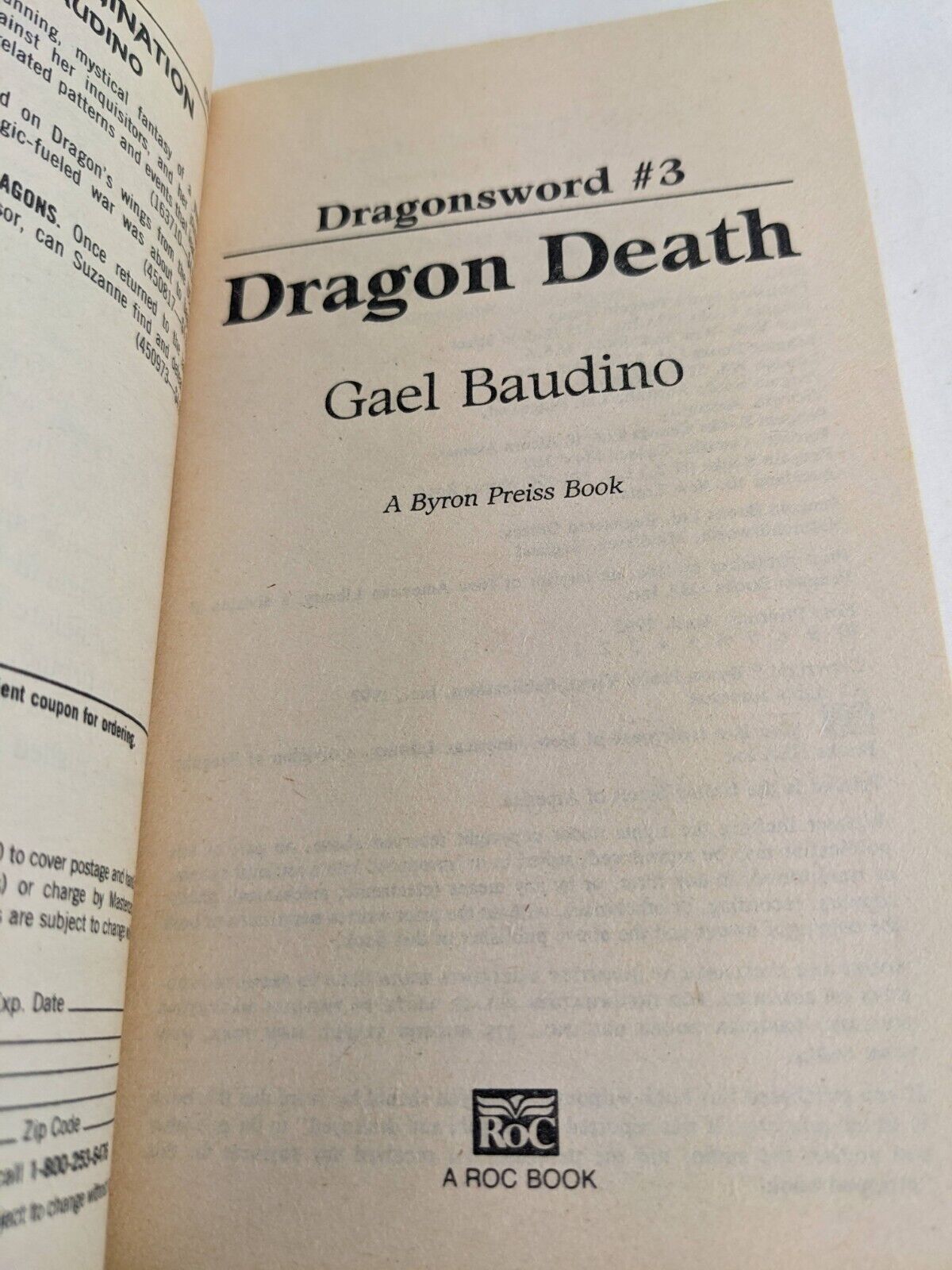 Dragon Death by Gael Baudino 1992 Dragonsword