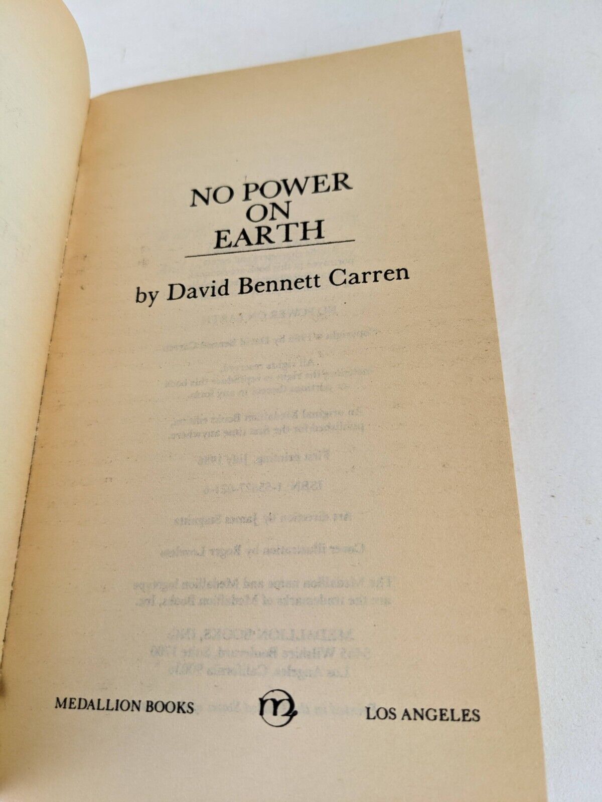 No power on earth by David Bennett Carren 1986