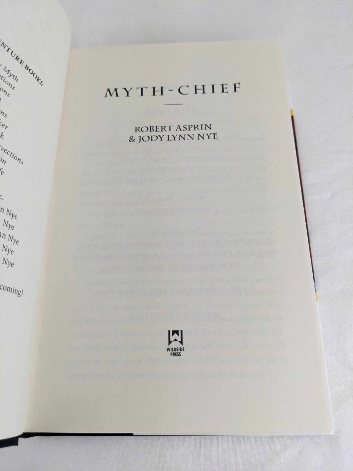 Myth-chief by Robert Asprin & Jody Lynn Nye 2008 First Edition Hardcover