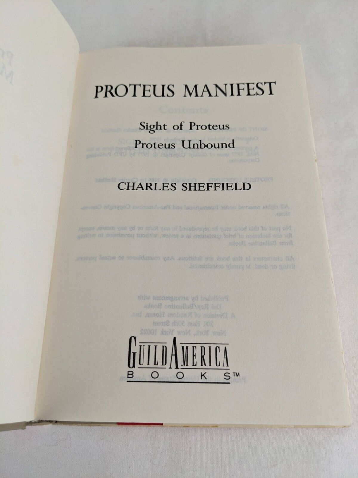 Proteus Manifest by Charles Sheffield 1989 Hardcover Sight & Unbound