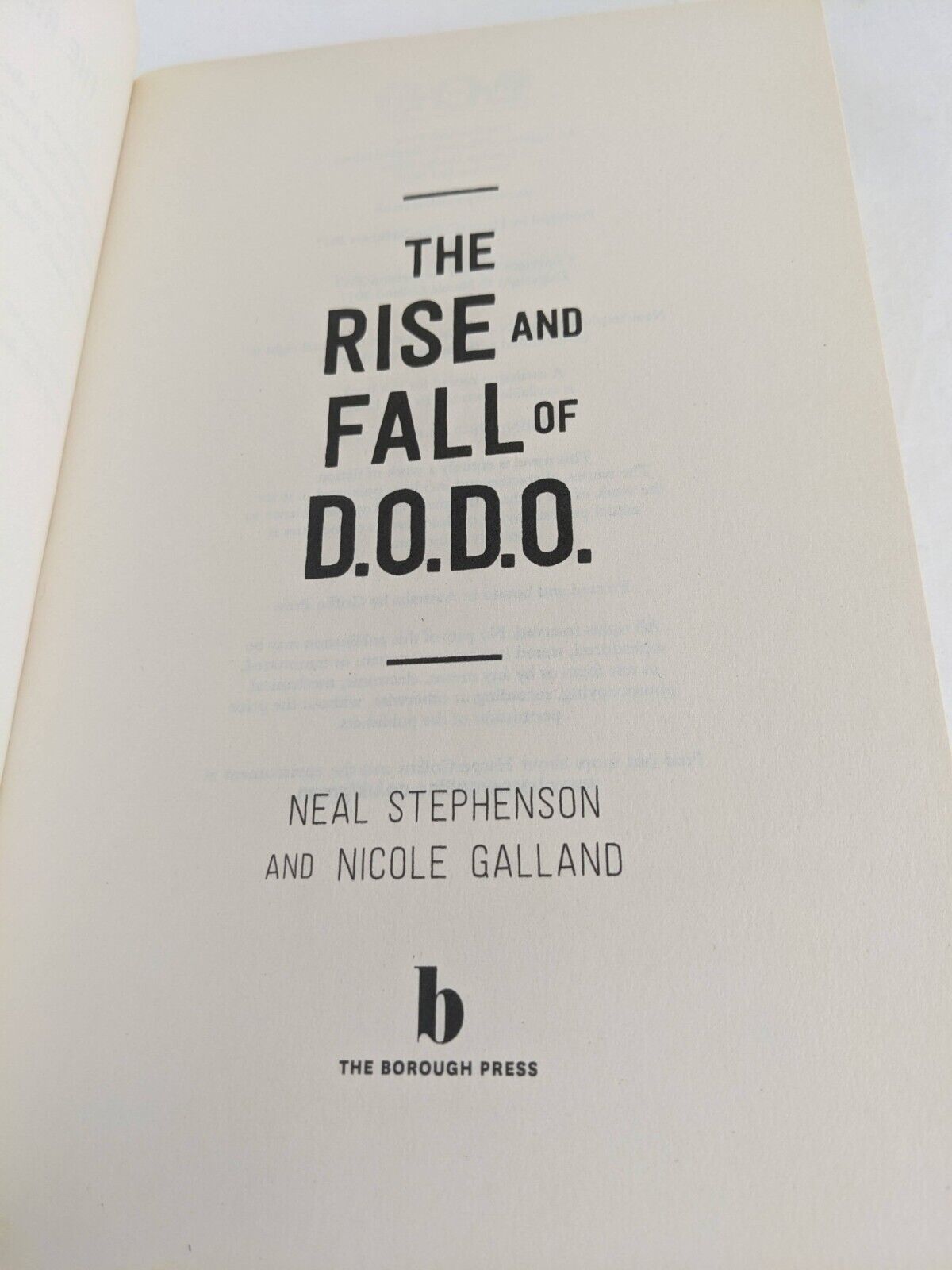 The rise and fall of D.O.D.O. by Neal Stephenson & Nicole Galland 2017 Uncorrect