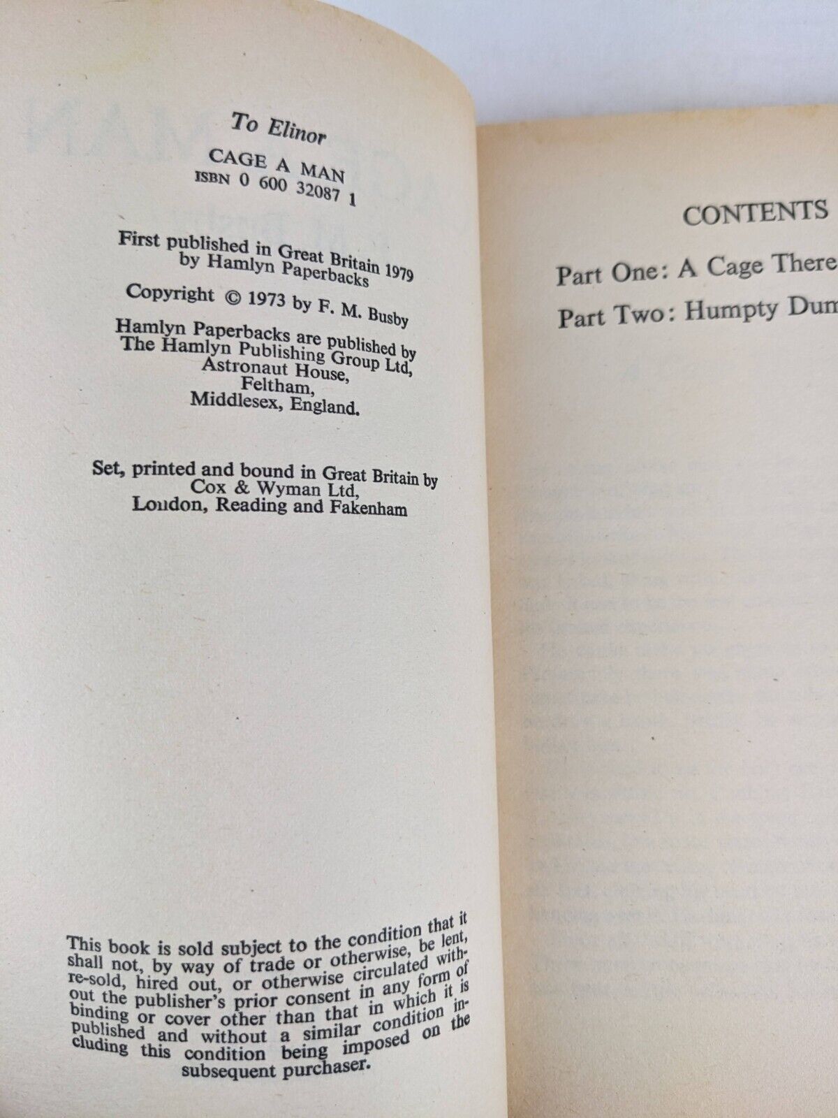 Cage a man by F.M. Busby 1979 Demu trilogy