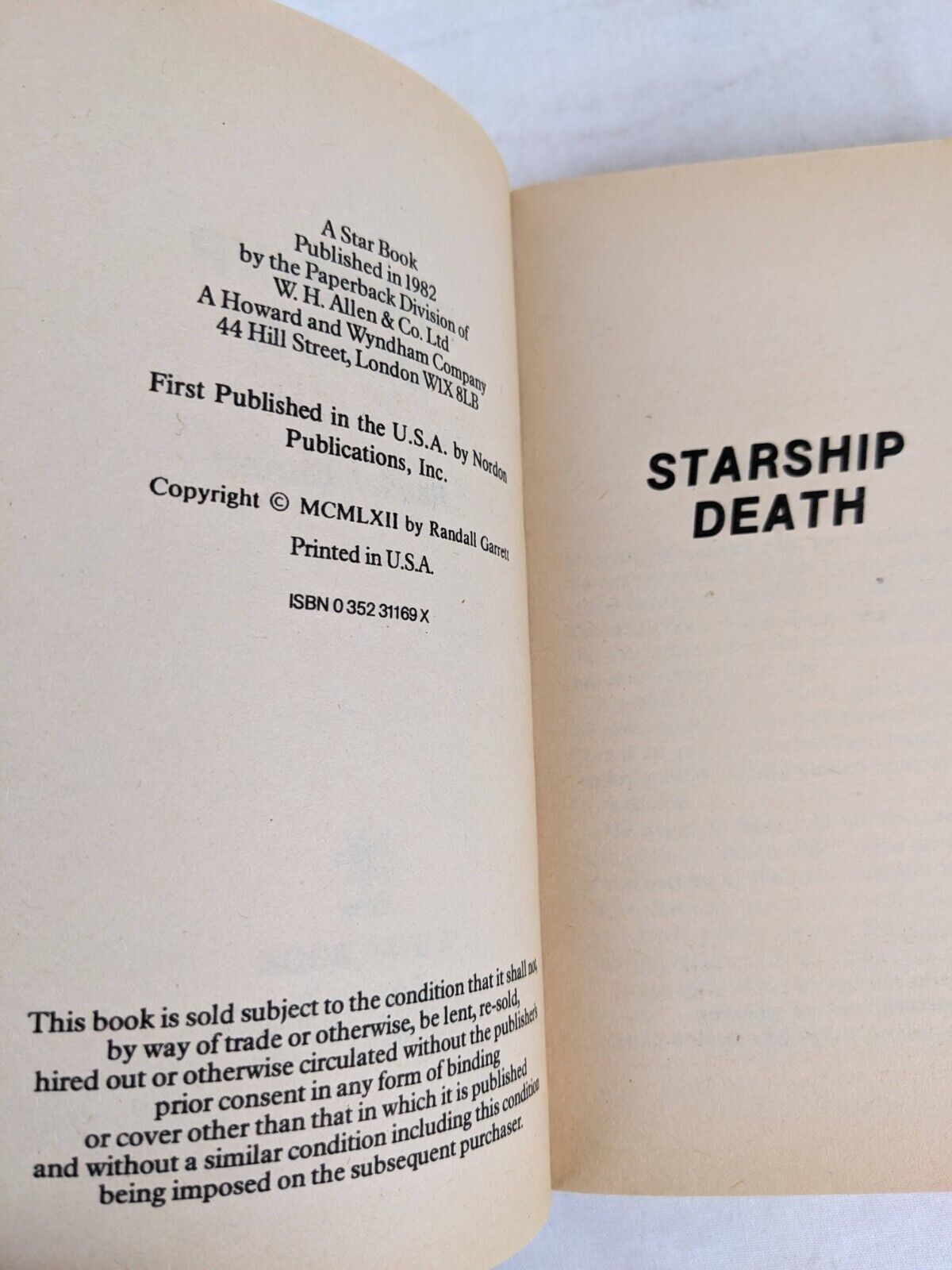 starship death by randall Garrett 1982 Cyber punk science ficition