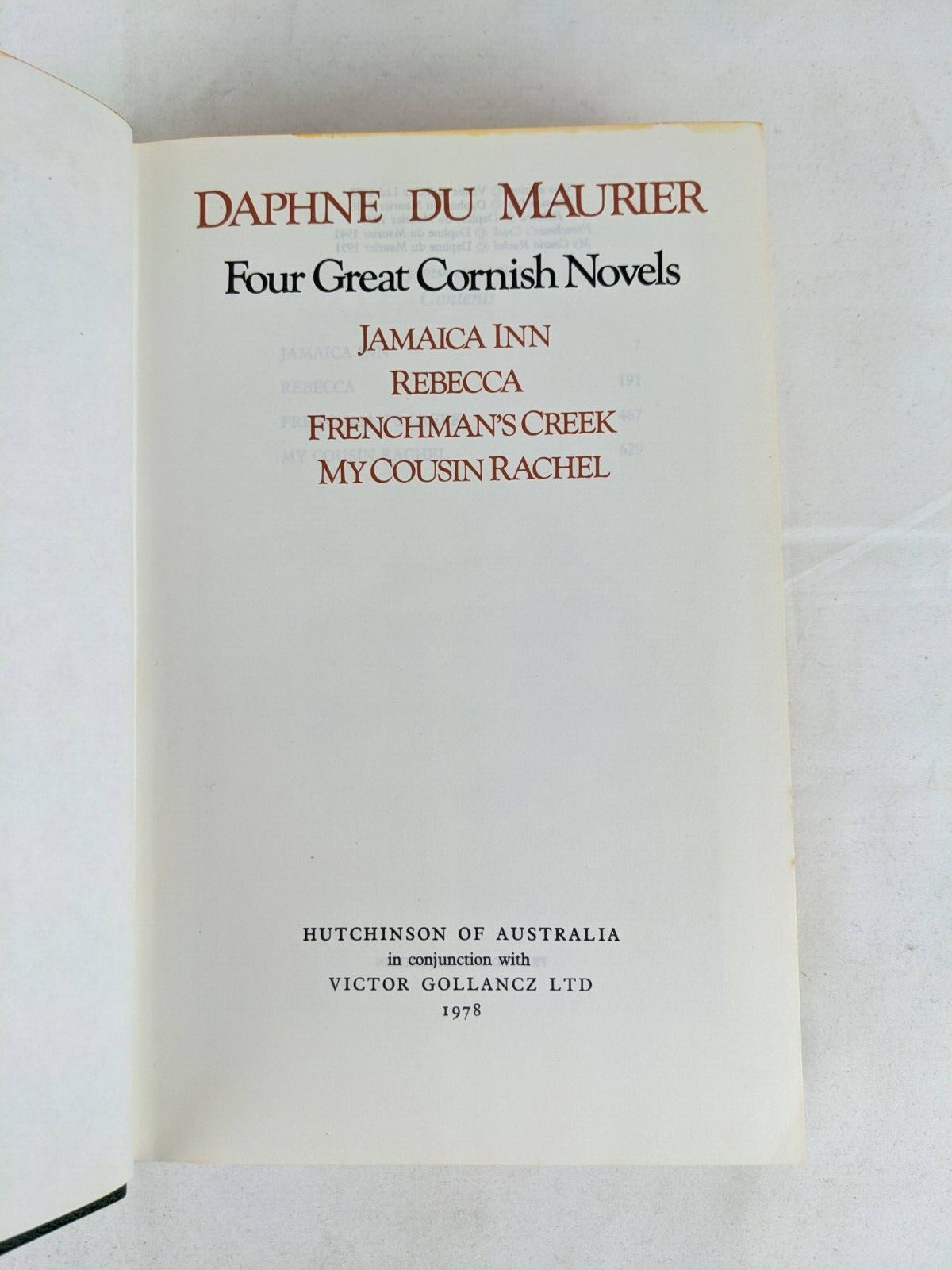 Four great Cornish Novels by Daphne Du Maurier 1978 hardcover