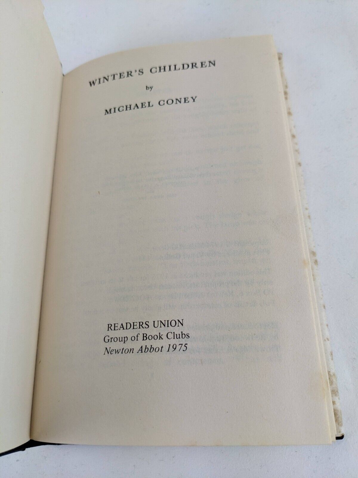 Winter's children by Michael Coney 1975 Hardcover Readers Union