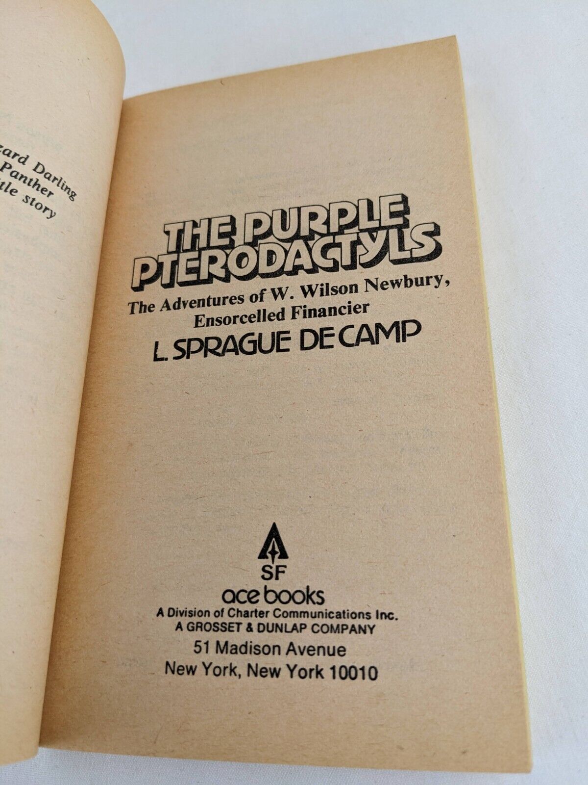 The purple Pterodactyls by L. Sprague De Camp 1980 First Ace Printing