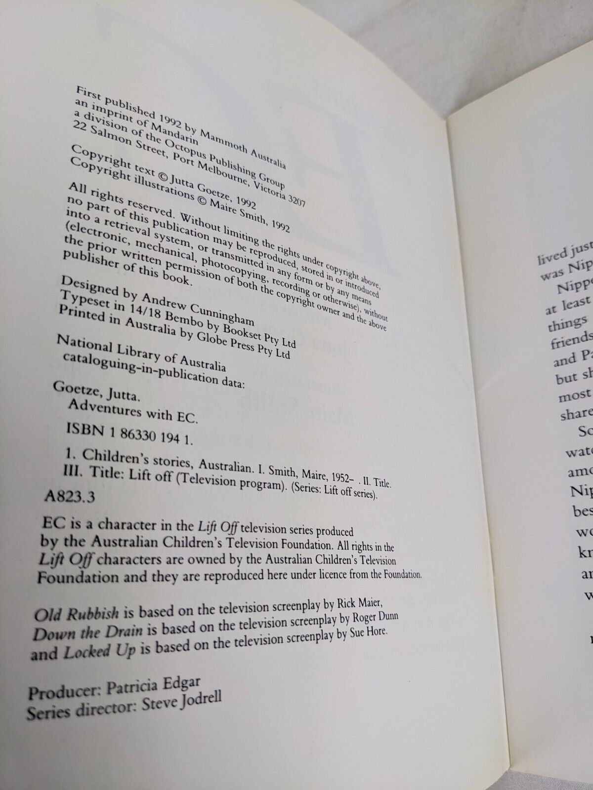 Adventures with EC by Jutta Goetze, illustrated Maire Smith 1992 Lift Off