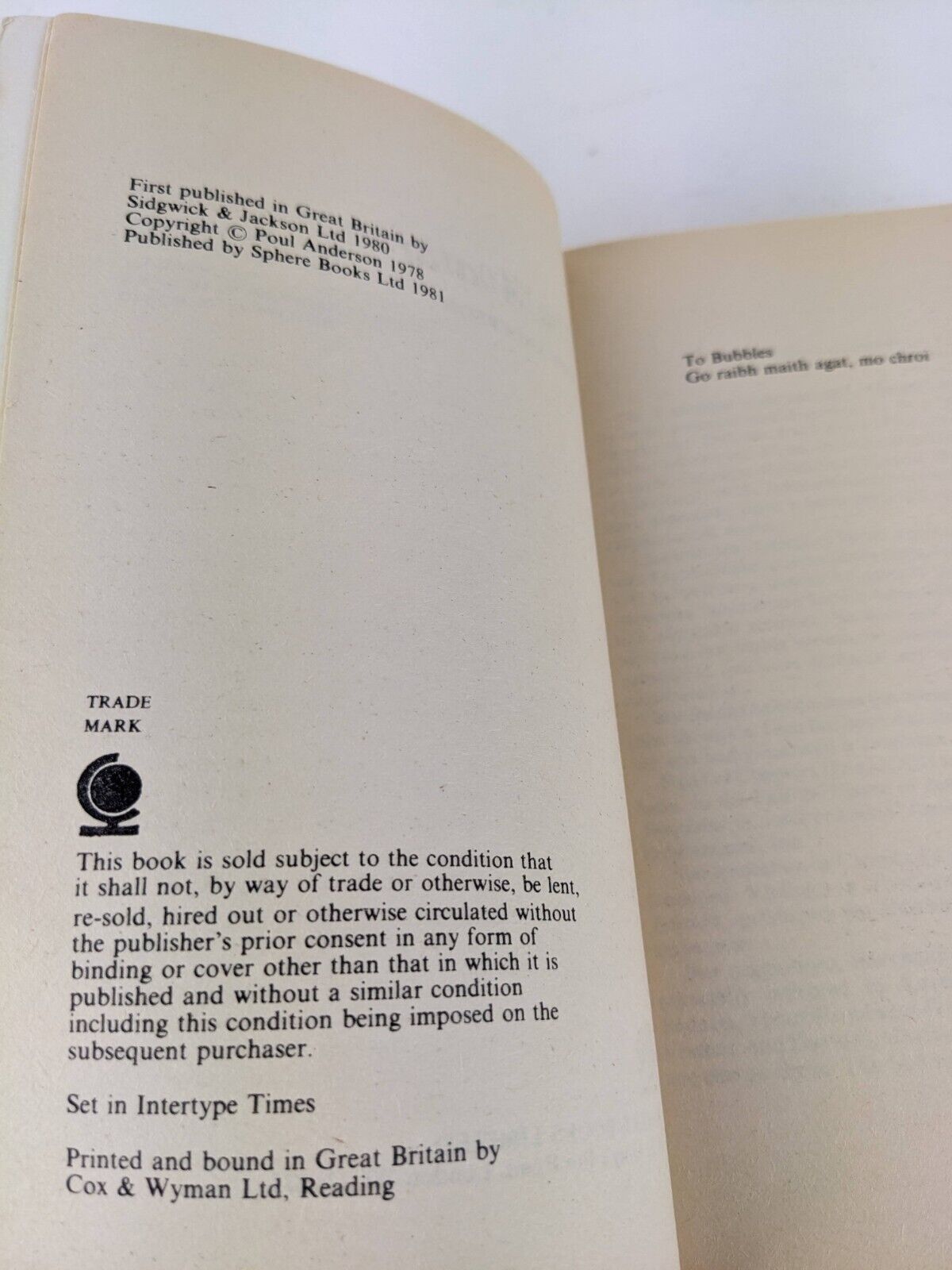 The avatar by Poul Anderson 1981 Sphere edition