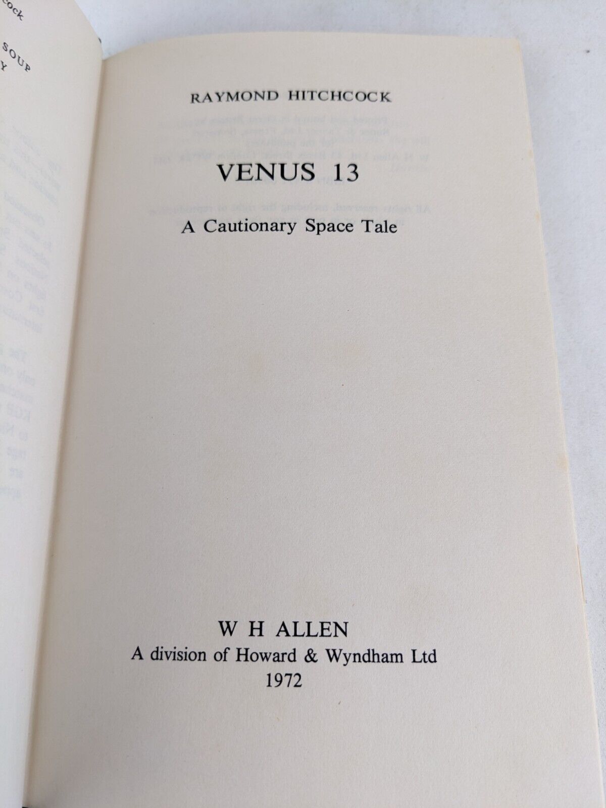 Venus 13 By Raymond Hitchcock Hardcover 1972 UK First Edition