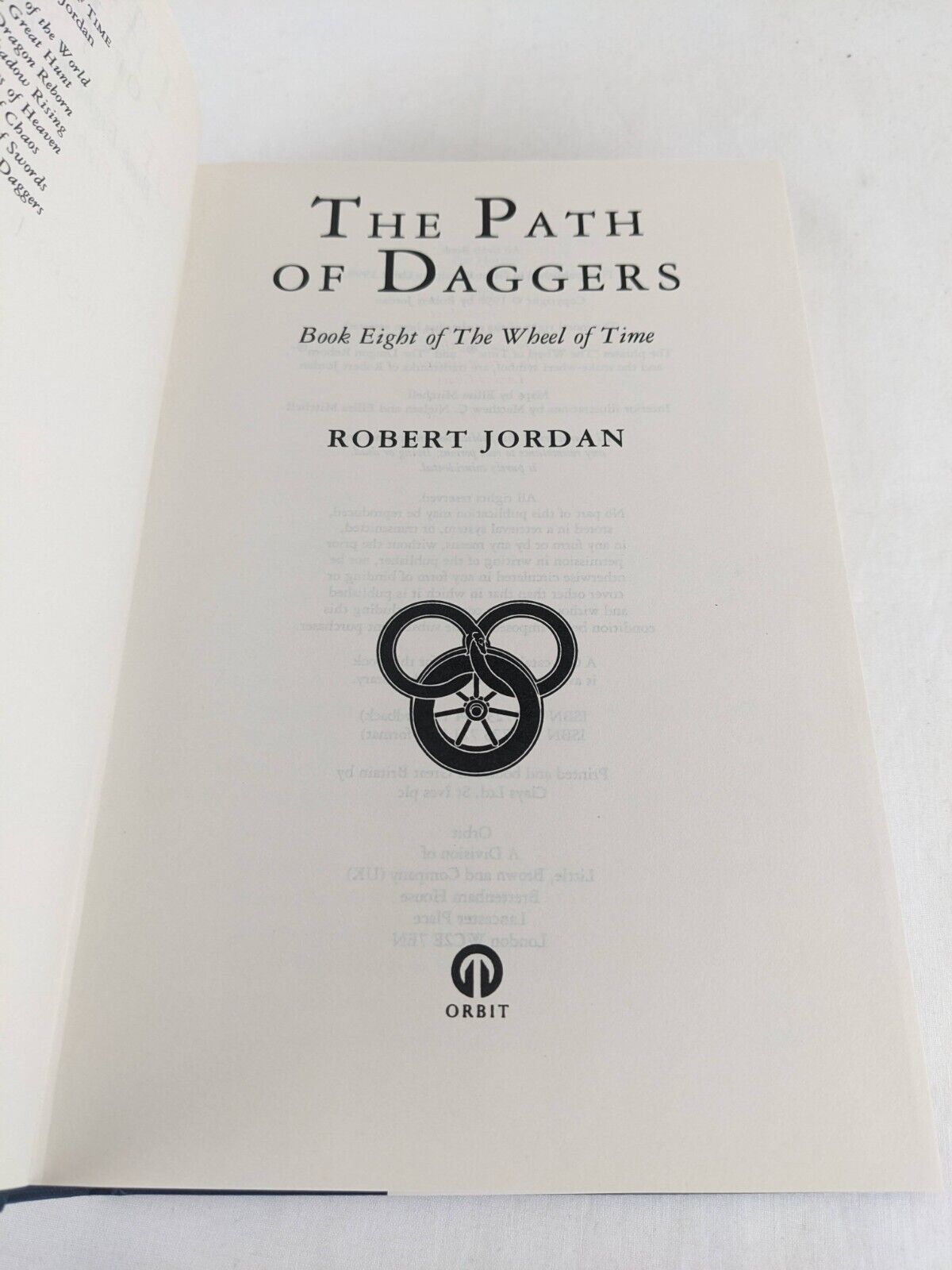 The path of daggers Robert Jordan 1998 UK First Edition Hardcover Wheel Of Time