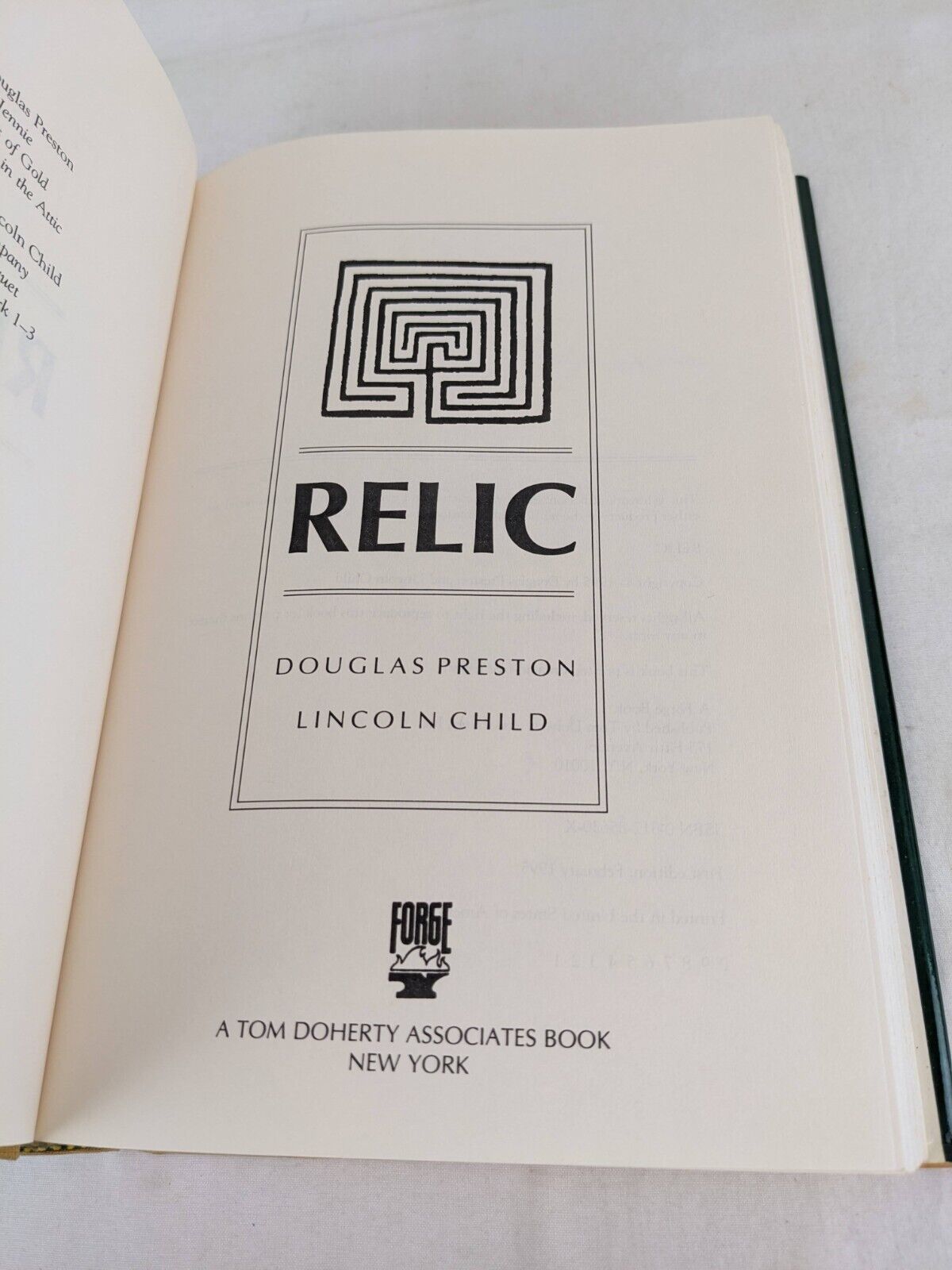 Relic by Douglas Preston & Lincoln Child 1995 Hardcover First Edition