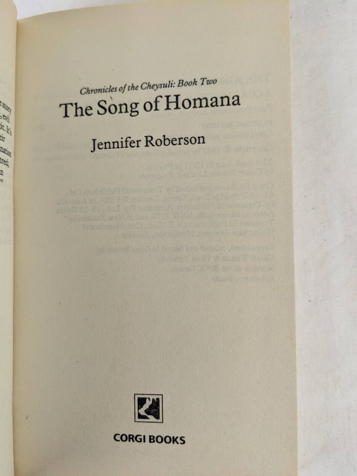 Chronicles of the Cheysuli by Jennifer Roberson - Homana & Sword 1987