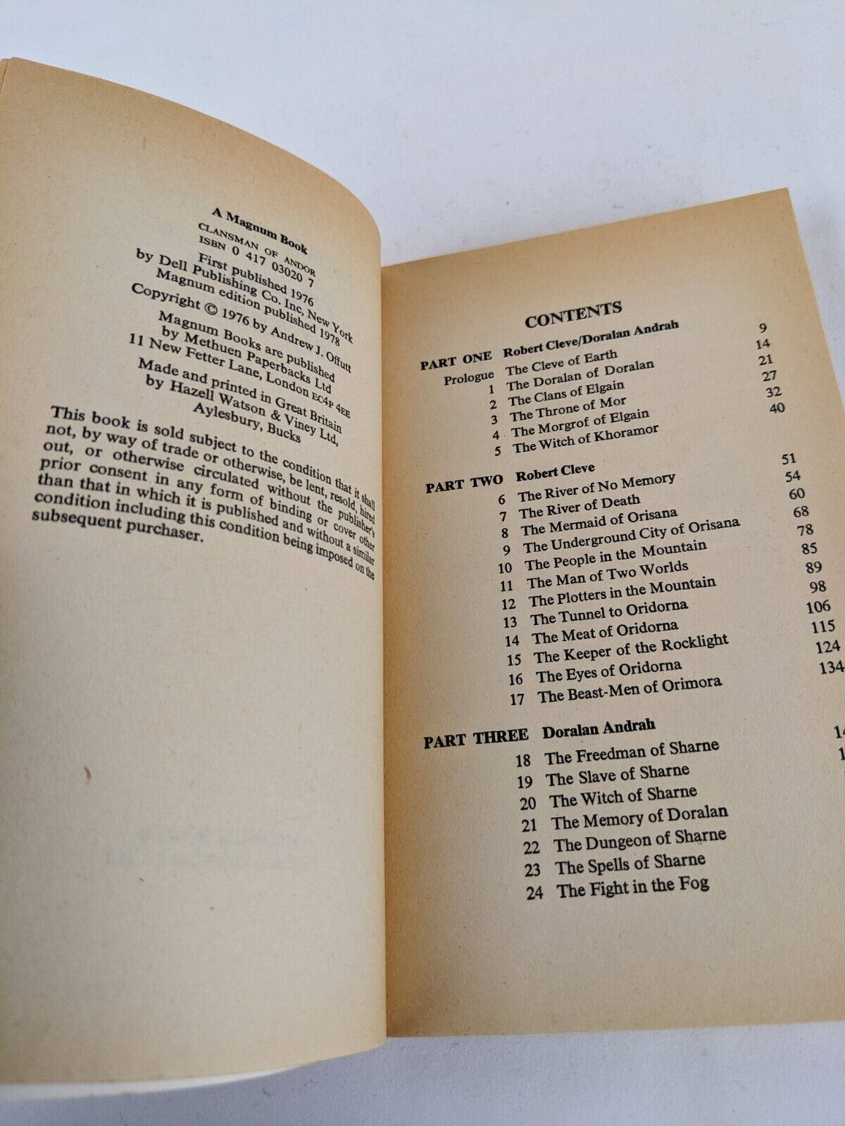 Clansman of Andor by Andrew J. Offutt 1978 Magnum books