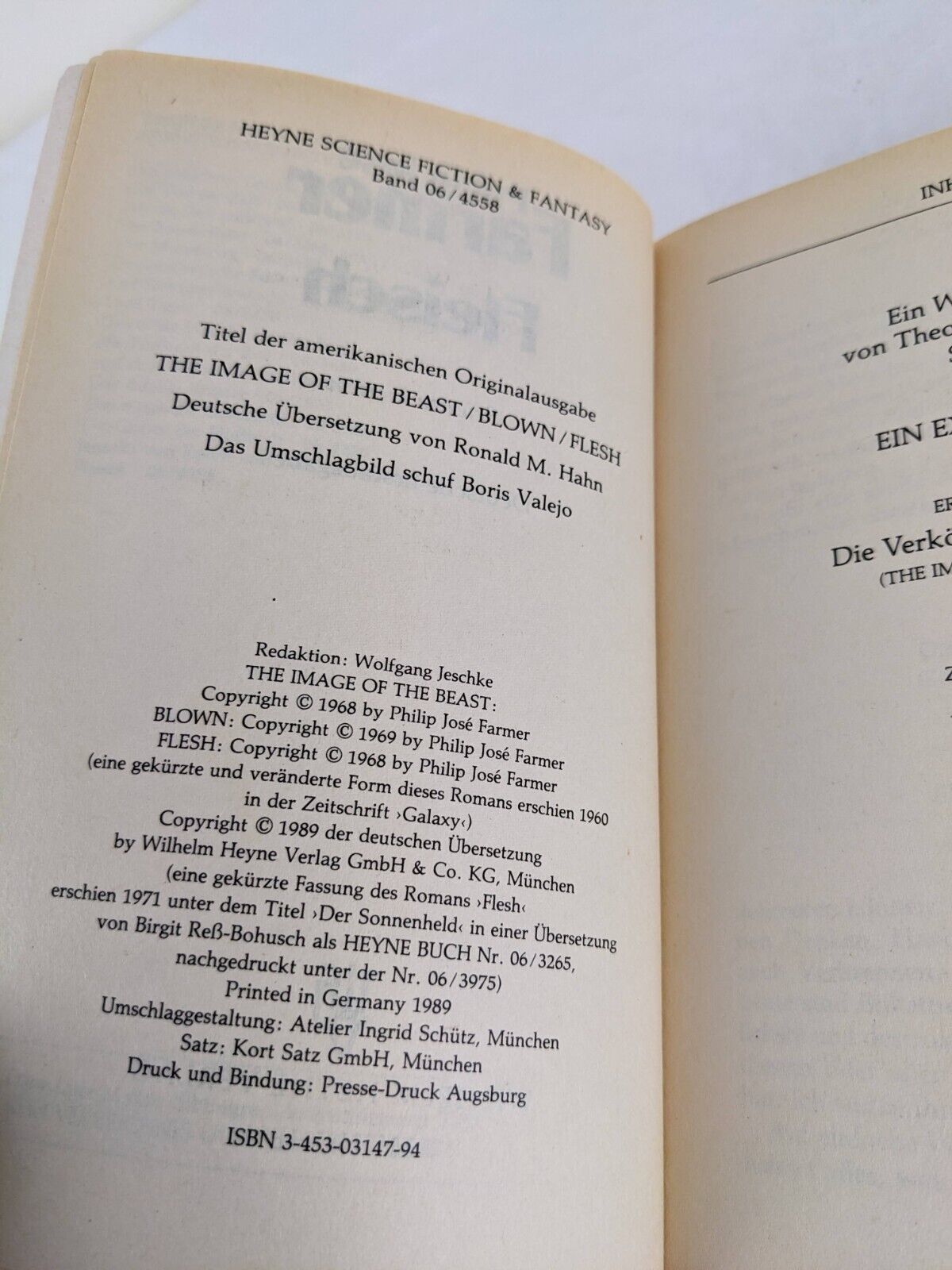 Image of the Beast Series by Philip Jose Farmer 1989 "FLEISCH GERMAN EDITION "