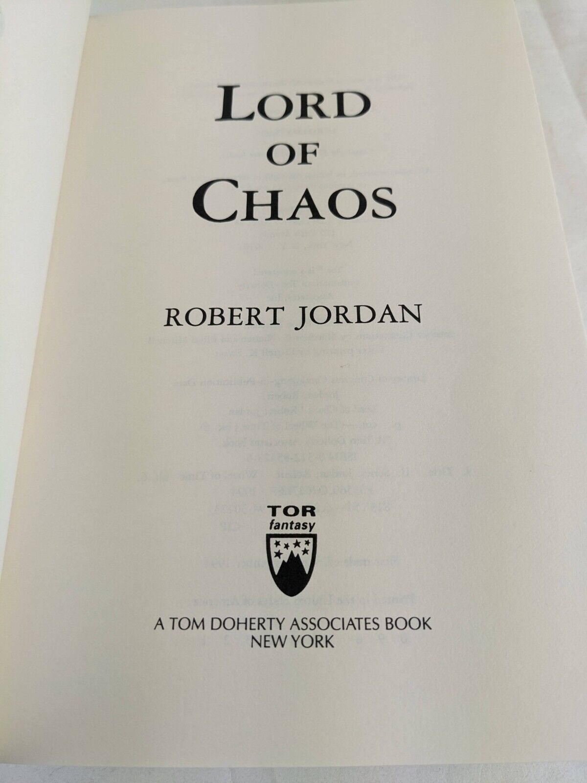 Lord of chaos by Robert Jordan 1994 First Trade Edition Hardcover Wheel of time